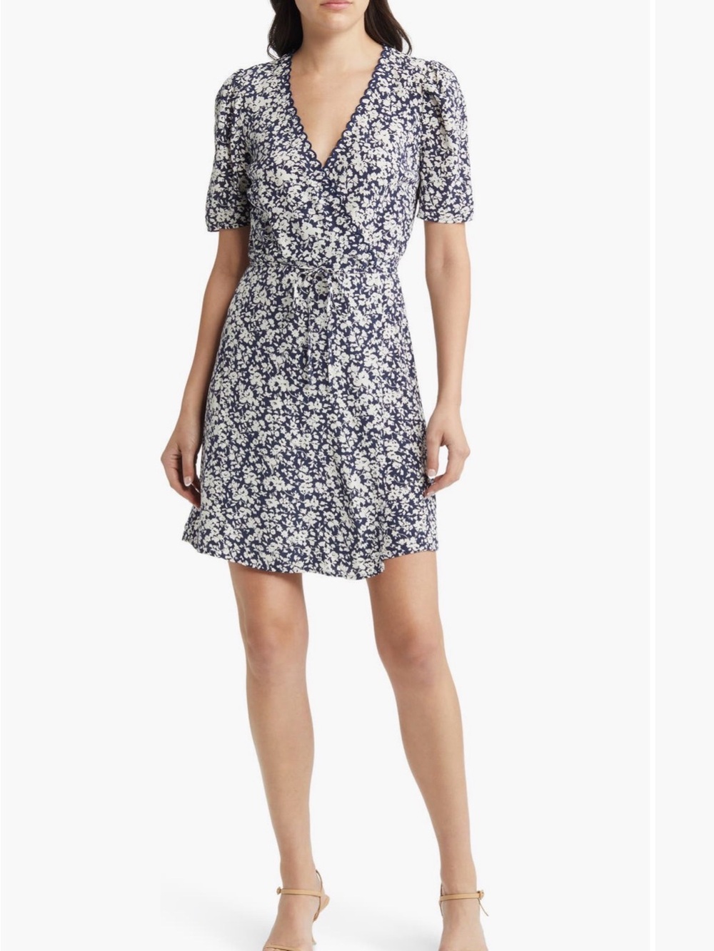 Other Stories Floral Printed Scallop Wrap Mini Dress size 0 New with tag